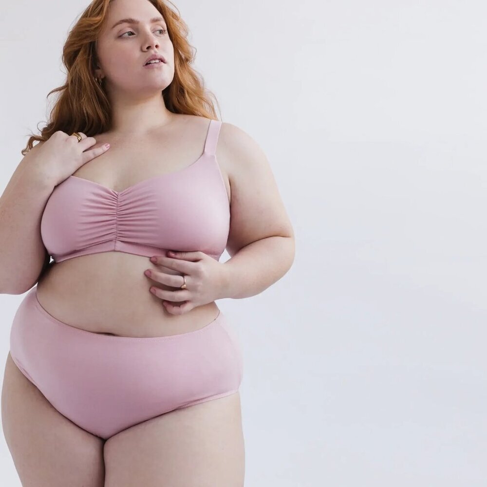 Monique Morin Pink Bralette Panty Set Size Xl Modal Back Cut-Out Design New — image 2 of 8